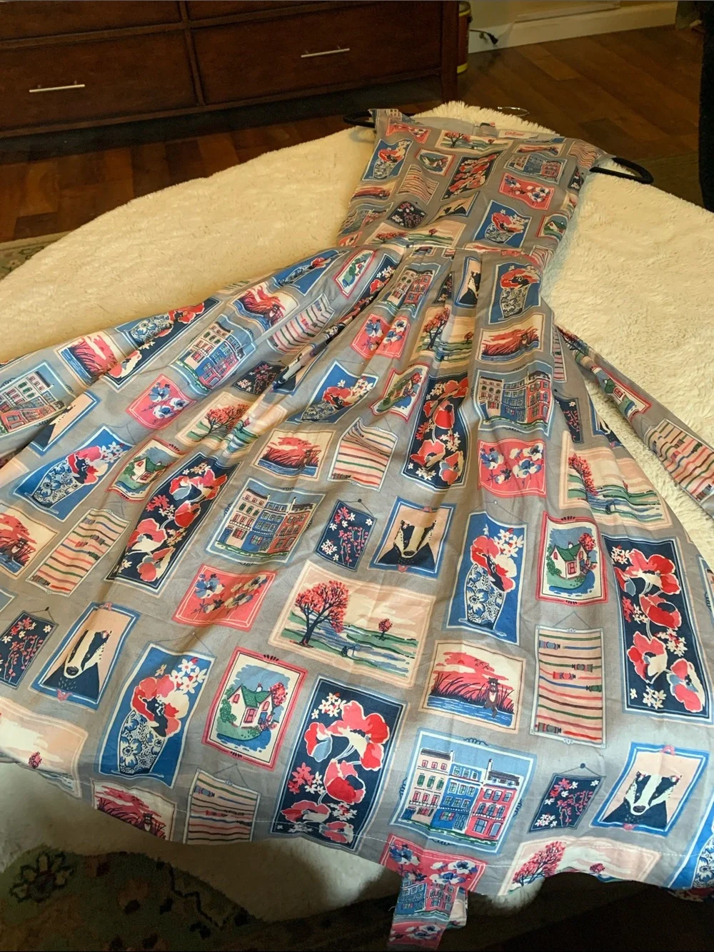 Cath Kidston Floral Patchwork Midi Badgers Tea Dress Rare Print Unique Zip-Up - Picture 1 of 9